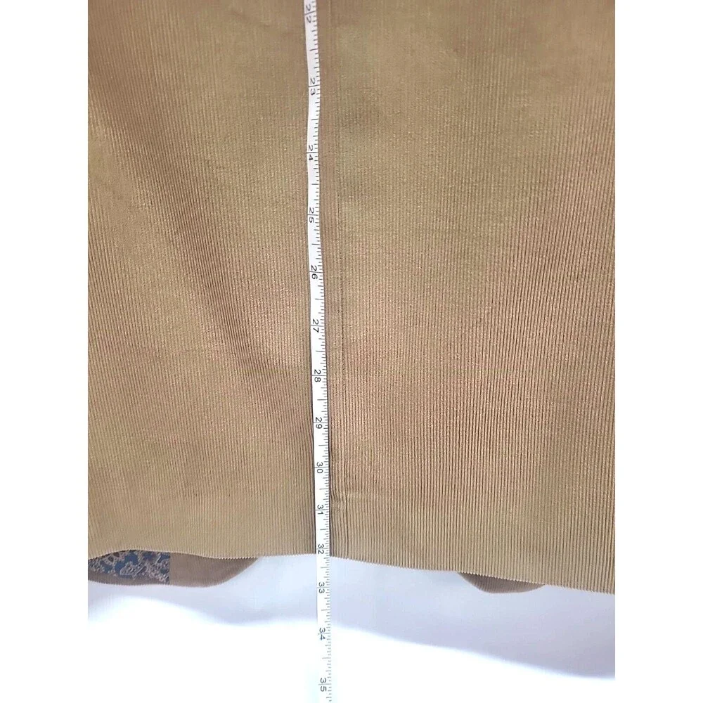 Preppy Corduroy Blazer Sport Coat L Alan‎ Flusser Tan 2 Button Jacket Academia